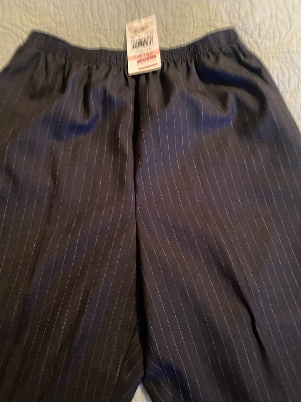 Alfred Dunner Black Pinstripe Elastic Waist Pants